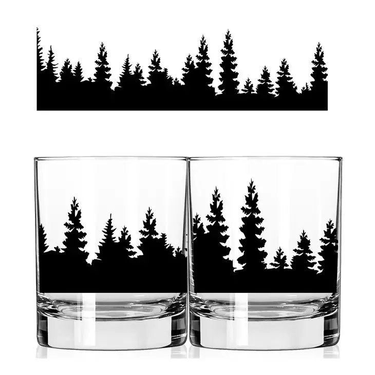 1 Brilliant Gift Whiskey Glass - Pine Trees Silhouette
