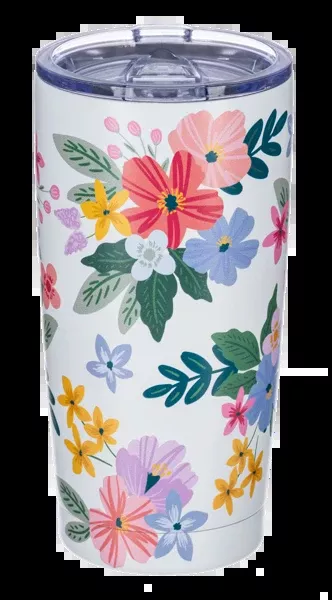 20oz-on-go-coffee-mug-white-floral 20oz On-The-Go Coffee Mug - White Floral
