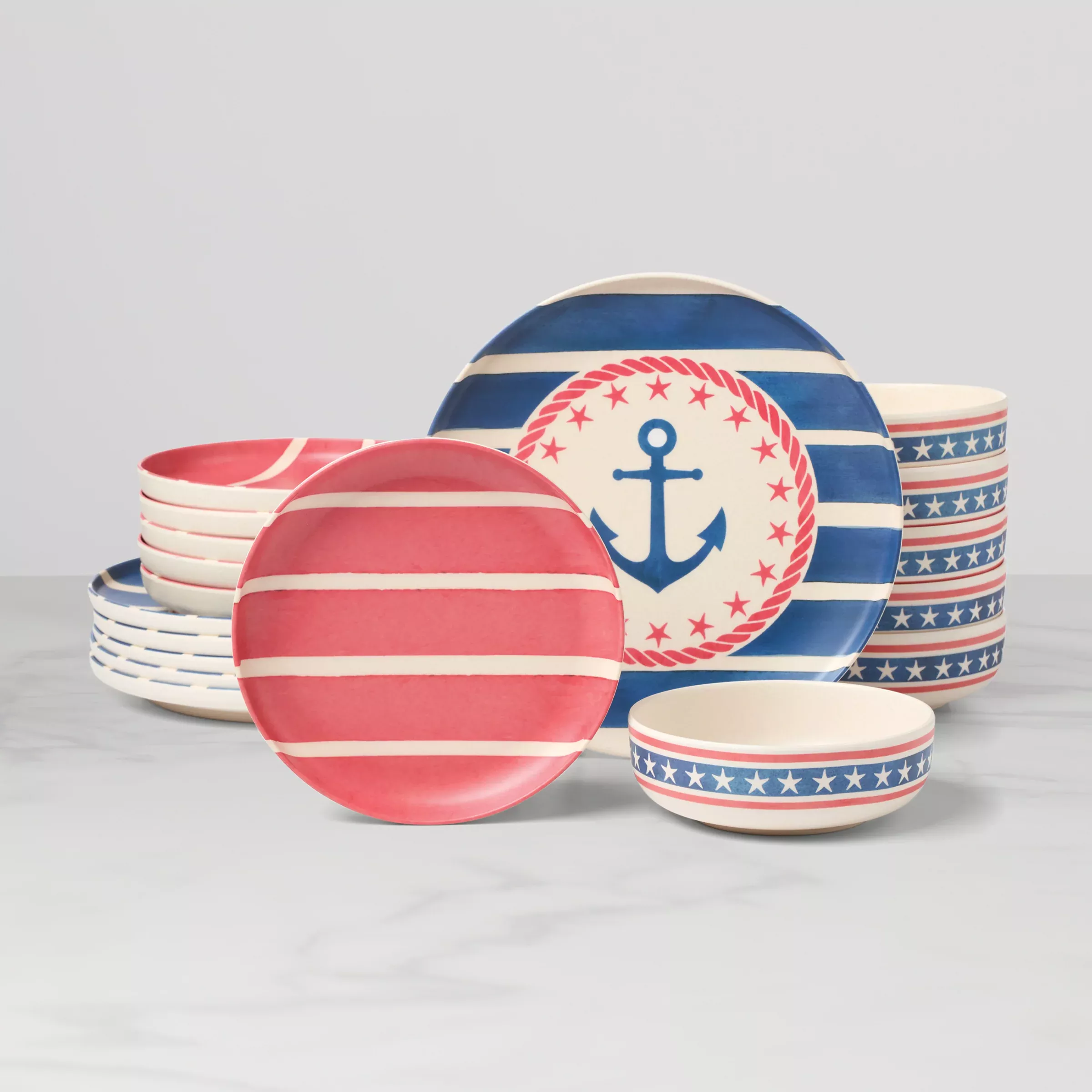 24-seven-melamine-aweigh-we-go-18-piece-dinnerware-set 24 Seven Melamine Aweigh We Go 18-Piece Dinnerware Set