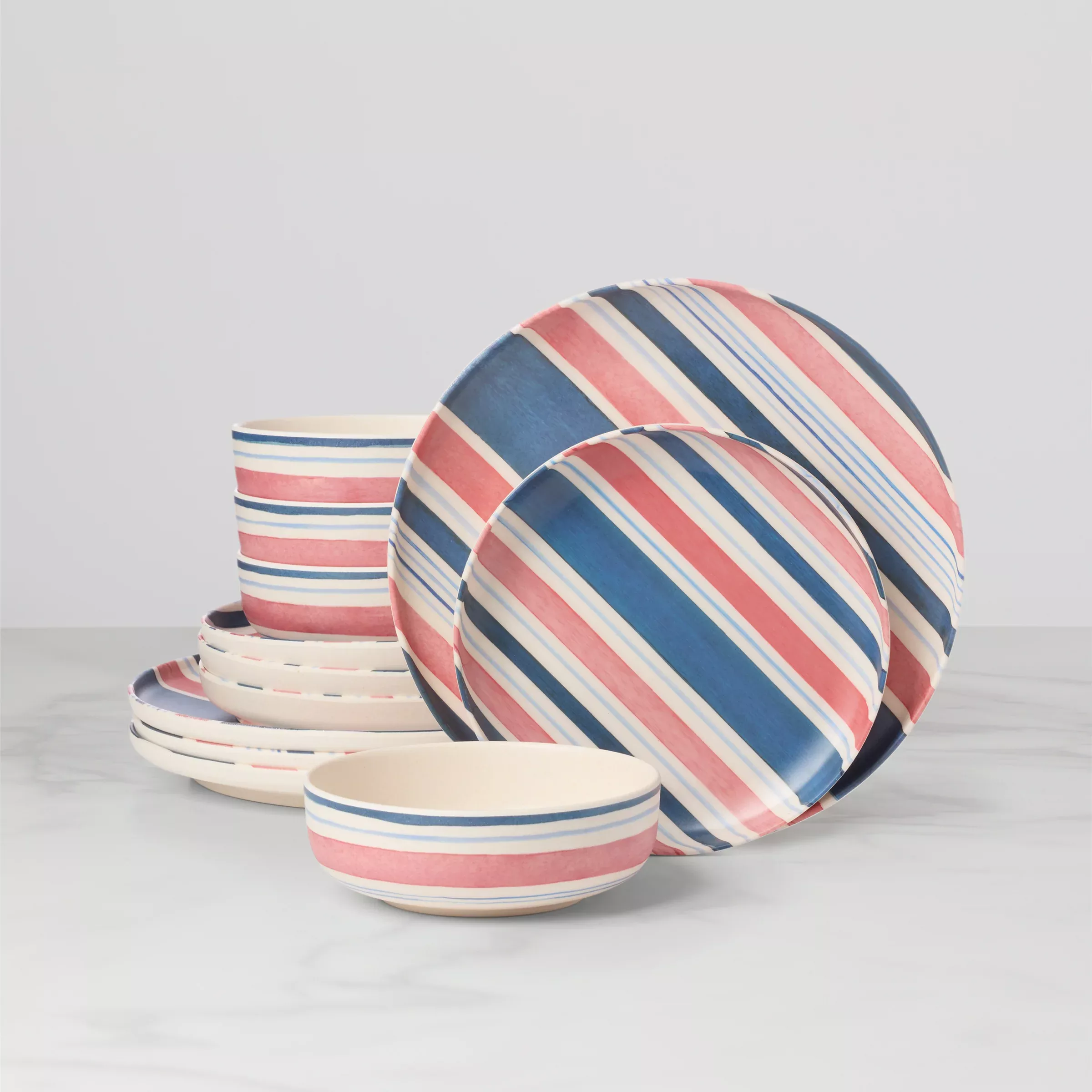 24-seven-melamine-stripe-12-piece-dinnerware-set 24 Seven Melamine Stripe 12-Piece Dinnerware Set