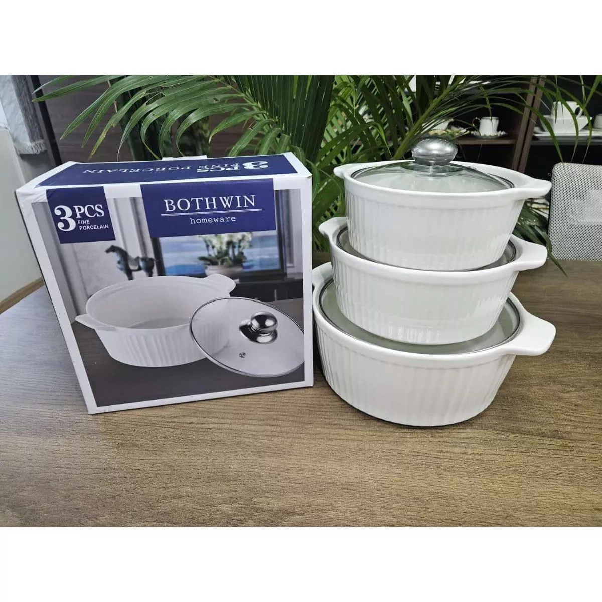 3pcs-ceramic-casserole-serving-dish-set-with-glass-covers 3pcs Ceramic Casserole Serving Dish Set with Glass Covers