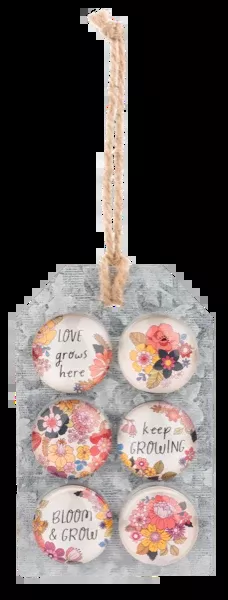 6pc-flower-text-glass-magnet-set 6pc Flower Text Glass Magnet Set