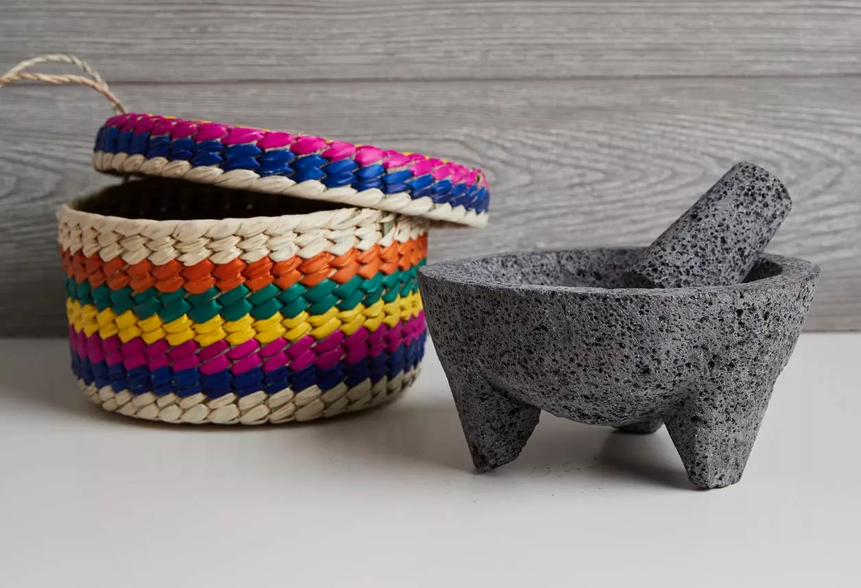 7-molcajete-with-tortilla-basket 7'' Molcajete with Tortilla Basket