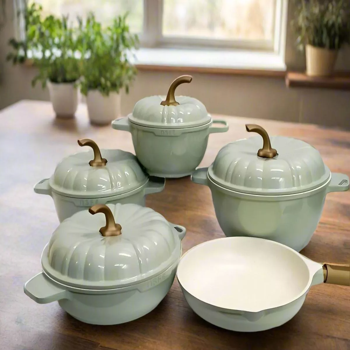 9pcs-usfe-pumpkin-granite-cookware-set 9PCS USFE PUMPKIN Granite cookware set