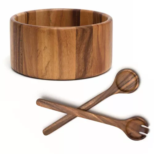 acacia-straight-side-salad-serving-bowl-salad-servers Acacia Straight Side Salad Serving Bowl and Salad Servers