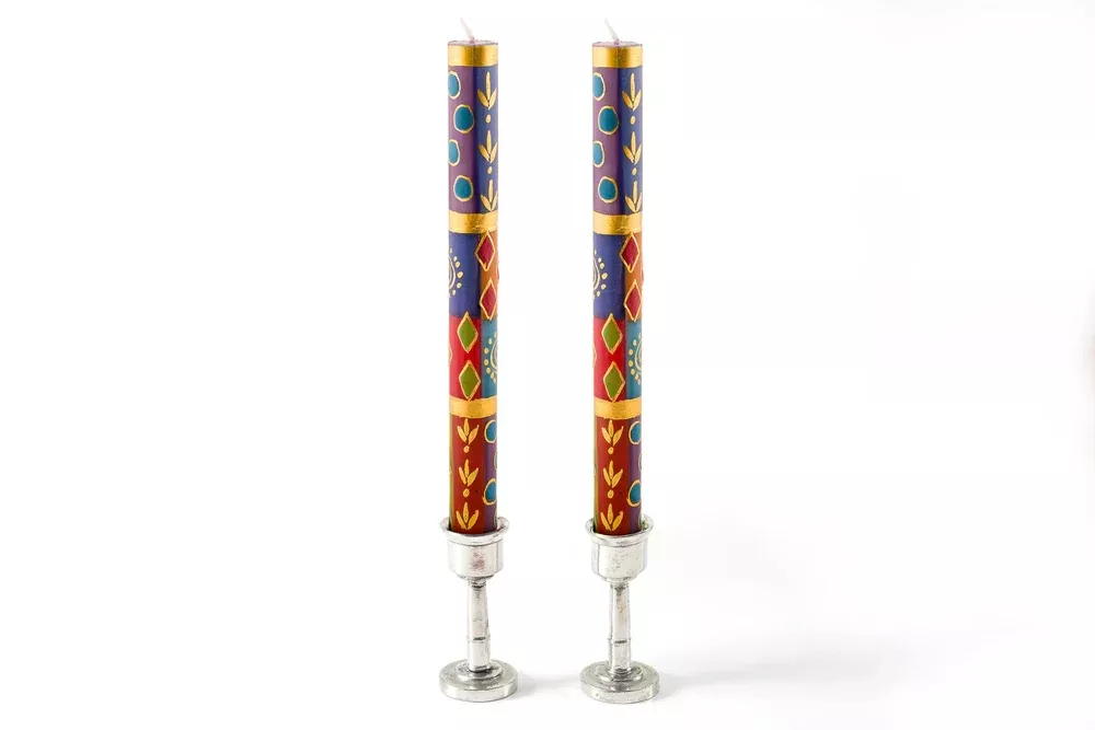 african-mineral-painted-candles-9-pair African Mineral Painted Candles, 9" Pair