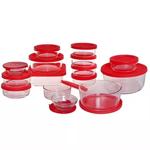 Anchor Hocking Hocking 30pc Glass Food Storage Set with Cherry Lids: Tempered Glass Containers & Bowls, Dishwasher-Safe – REBEL