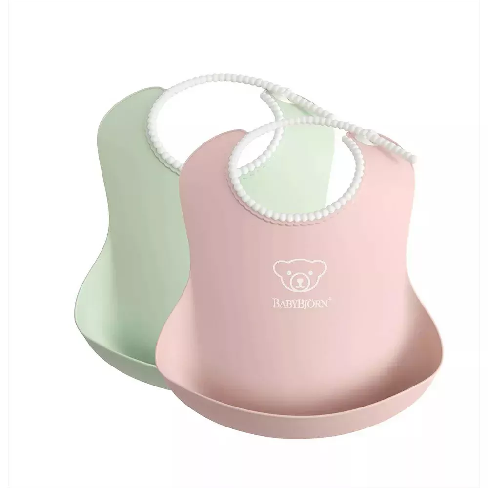BabyBjörn Baby Bib - 2pk - Green/Powder Pink – REBEL