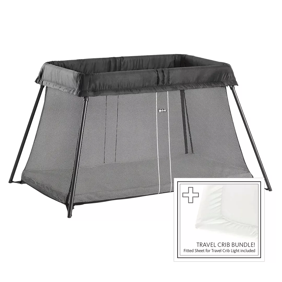 babybj-rn-travel-crib-light-bundle-with-fitted-sheet-black-rebel BabyBjörn Travel Crib Light Bundle With Fitted Sheet - Black – REBEL