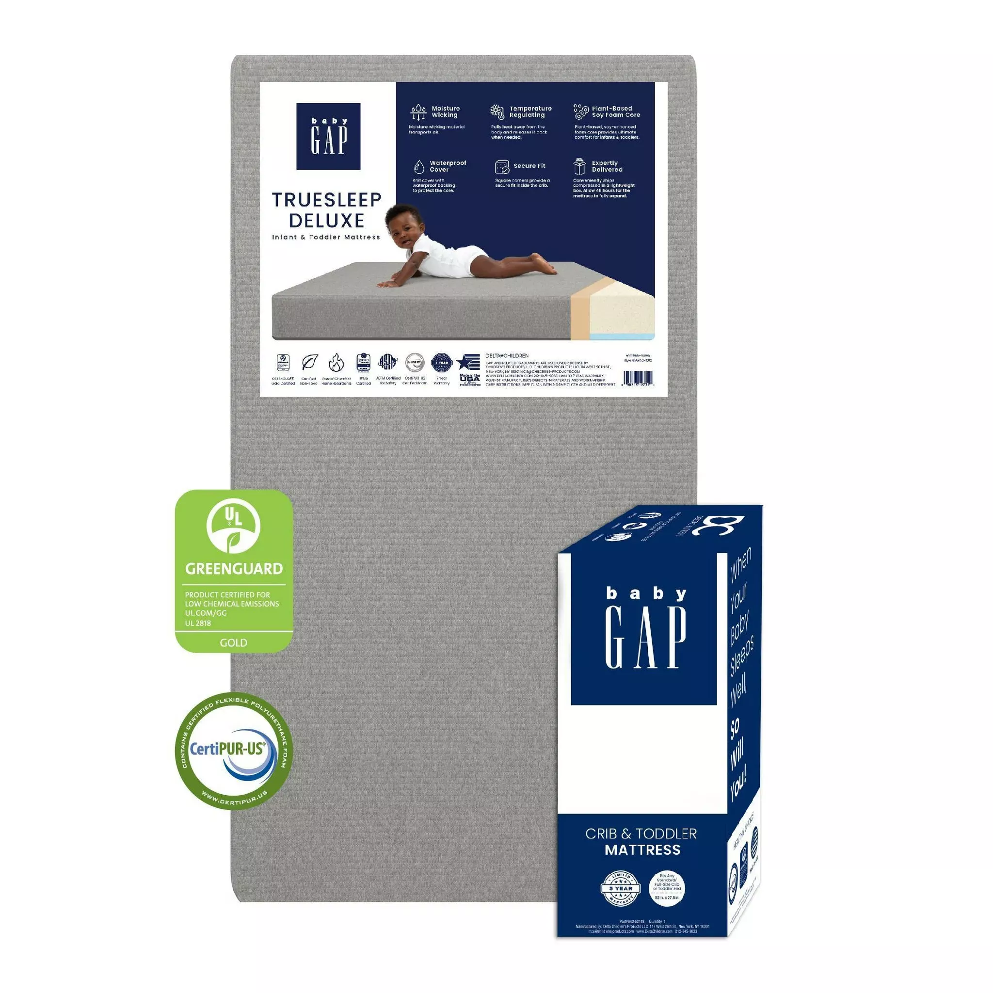 babyGap by Delta Children TrueSleep 2-Stage Deluxe Crib and Toddler Mattress - Waterproof – REBEL