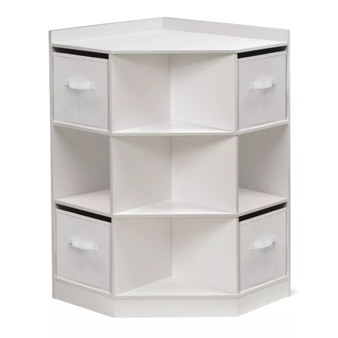 BADGER BASKET Corner Cubby Storage Unit with Four Reversible Baskets - White – REBEL