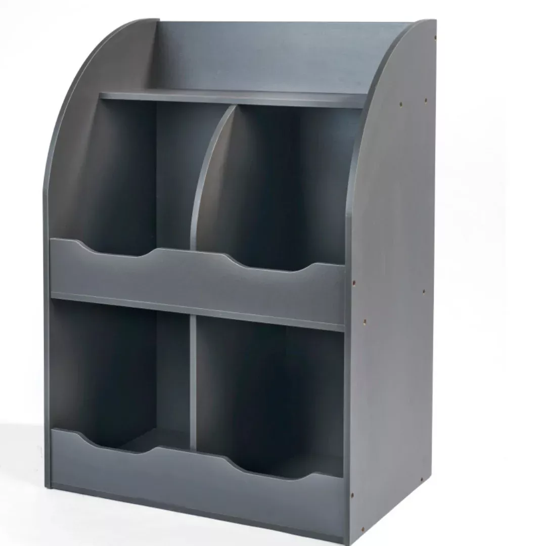 BADGER BASKET Four Bin Storage Cubby with Bookshelf - Charcoal – REBEL