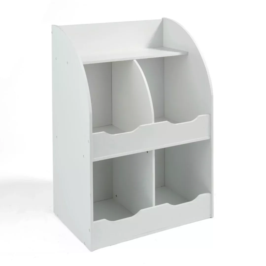 BADGER BASKET Four Bin Storage Cubby with Bookshelf - White – REBEL