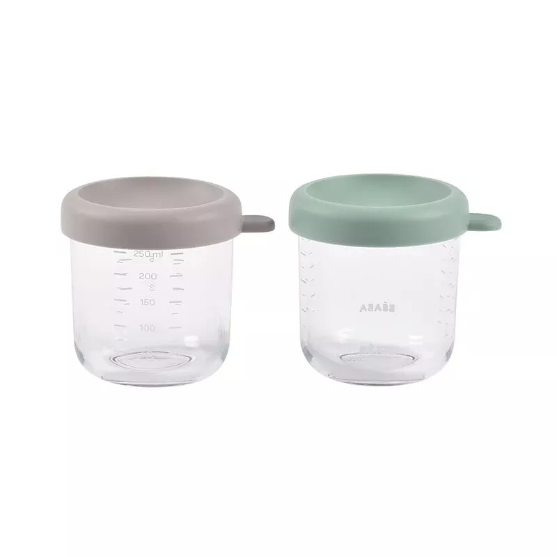 beaba-set-2-glass-baby-food-jars-250ml-mineral-sage-green-rebel Beaba Set of 2 Glass Baby Food Jars 250ML - Mineral/Sage Green – REBEL