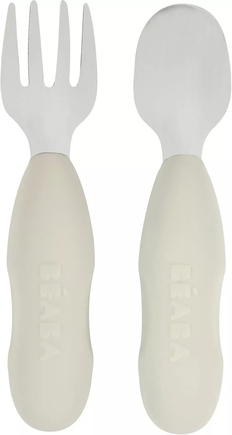 beaba-set-2-stainless-steel-pre-cutlery-spoon-fork-set-grey-rebel Beaba Set of 2 Stainless Steel Pre-Cutlery Spoon and Fork Set - Grey – REBEL