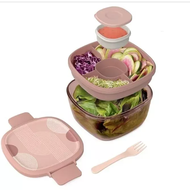 bentgo-all-in-one-salad-container-61oz-tinted-glass-salad-bowl-with-lid-bento-st Bentgo All-in-One Salad Container - 61oz Tinted Glass Salad Bowl with Lid, Bento-Style Tray - Desert Rose – REBEL
