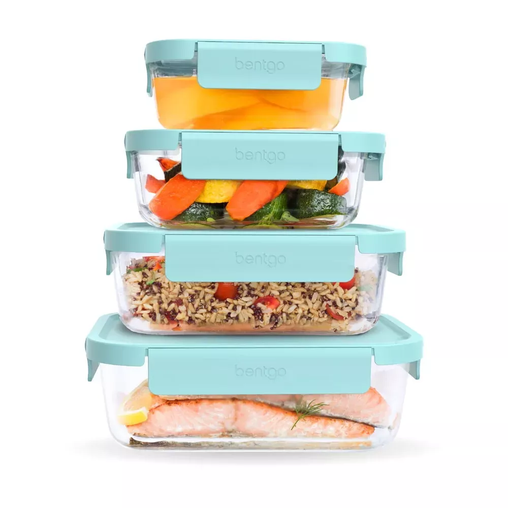 bentgo-glass-leak-proof-food-storage-set-8-piece-soft-aqua-rebel Bentgo Glass Leak-Proof Food Storage Set - 8 Piece, Soft Aqua – REBEL