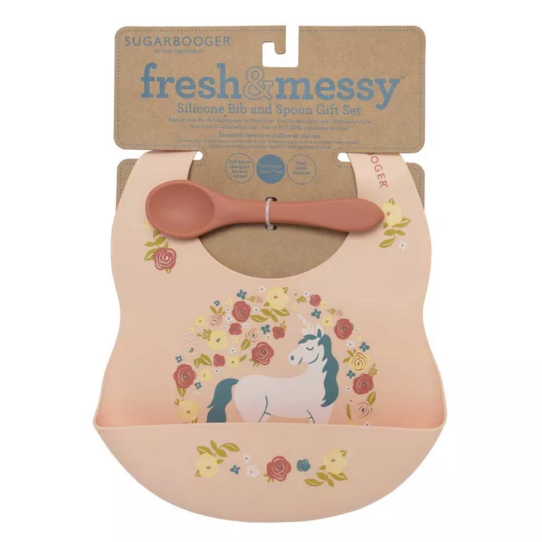 bib-spoon-set-unicorn Bib & Spoon Set, Unicorn
