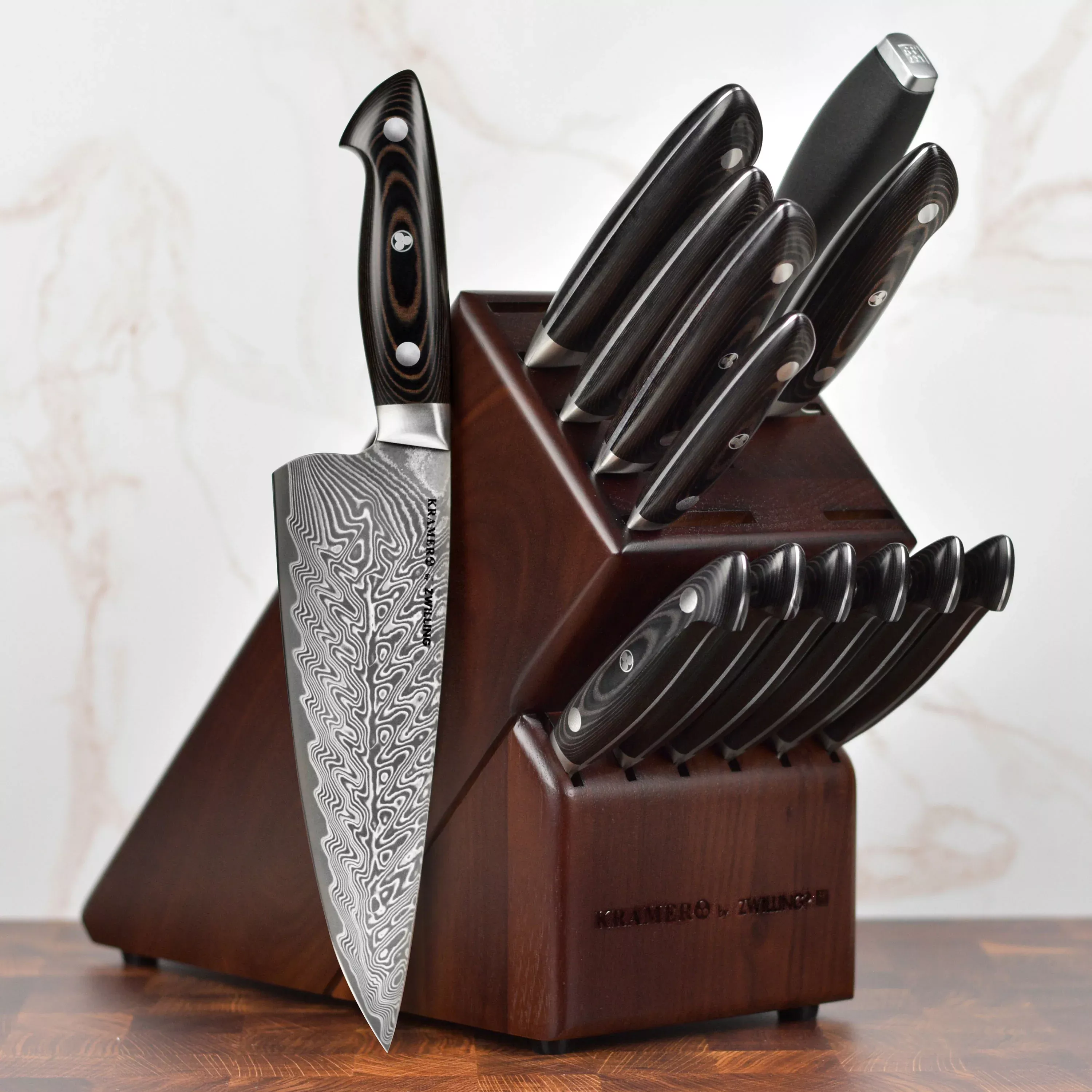 bob-kramer-stainless-damascus-knife-block-set-14-piece Bob Kramer Stainless Damascus Knife Block Set - 14 Piece