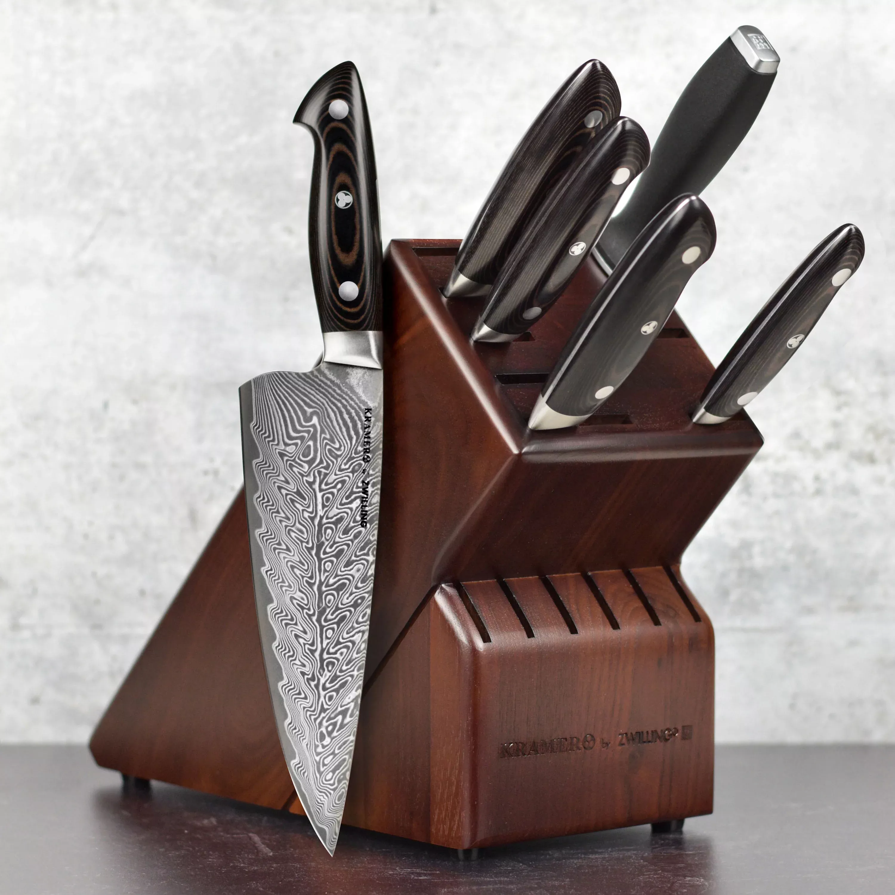 bob-kramer-stainless-damascus-knife-block-set-7-piece Bob Kramer Stainless Damascus Knife Block Set - 7 Piece