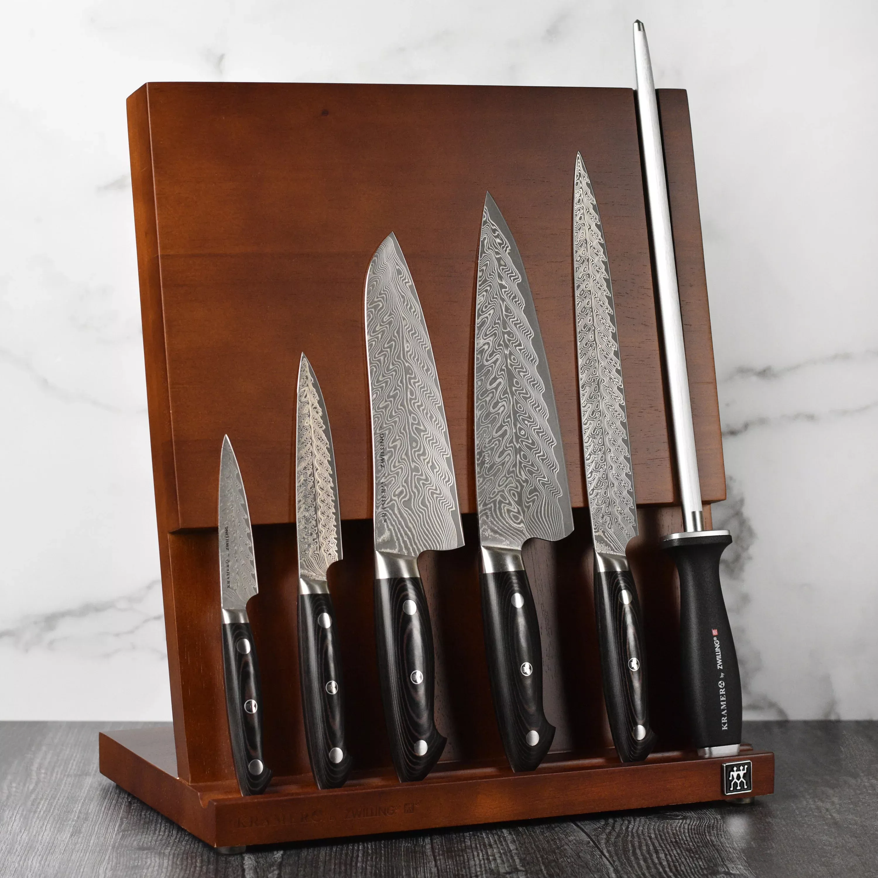 bob-kramer-stainless-damascus-magnetic-knife-set-7-piece Bob Kramer Stainless Damascus Magnetic Knife Set - 7 Piece