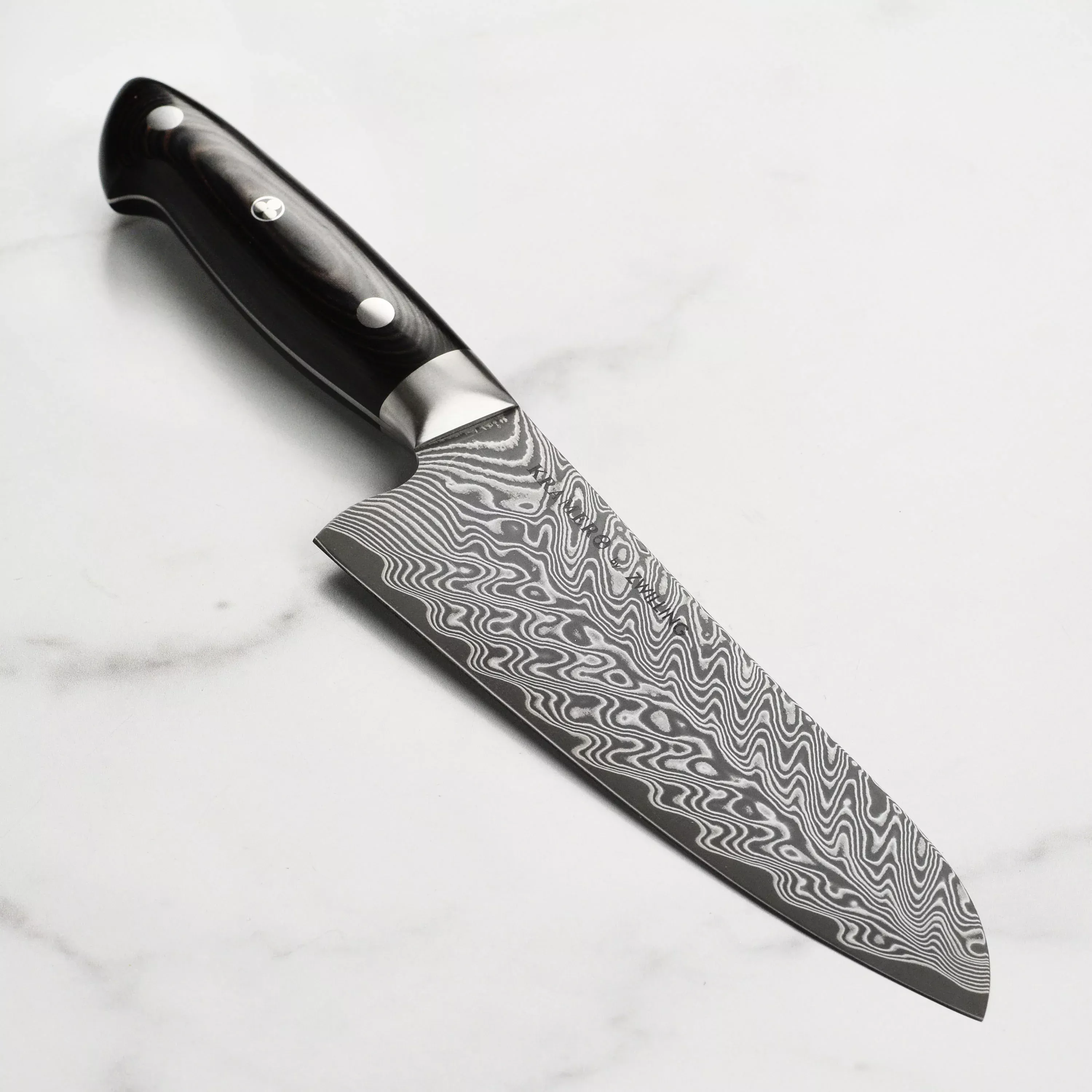 bob-kramer-stainless-damascus-santoku-knife-7 Bob Kramer Stainless Damascus Santoku Knife - 7"