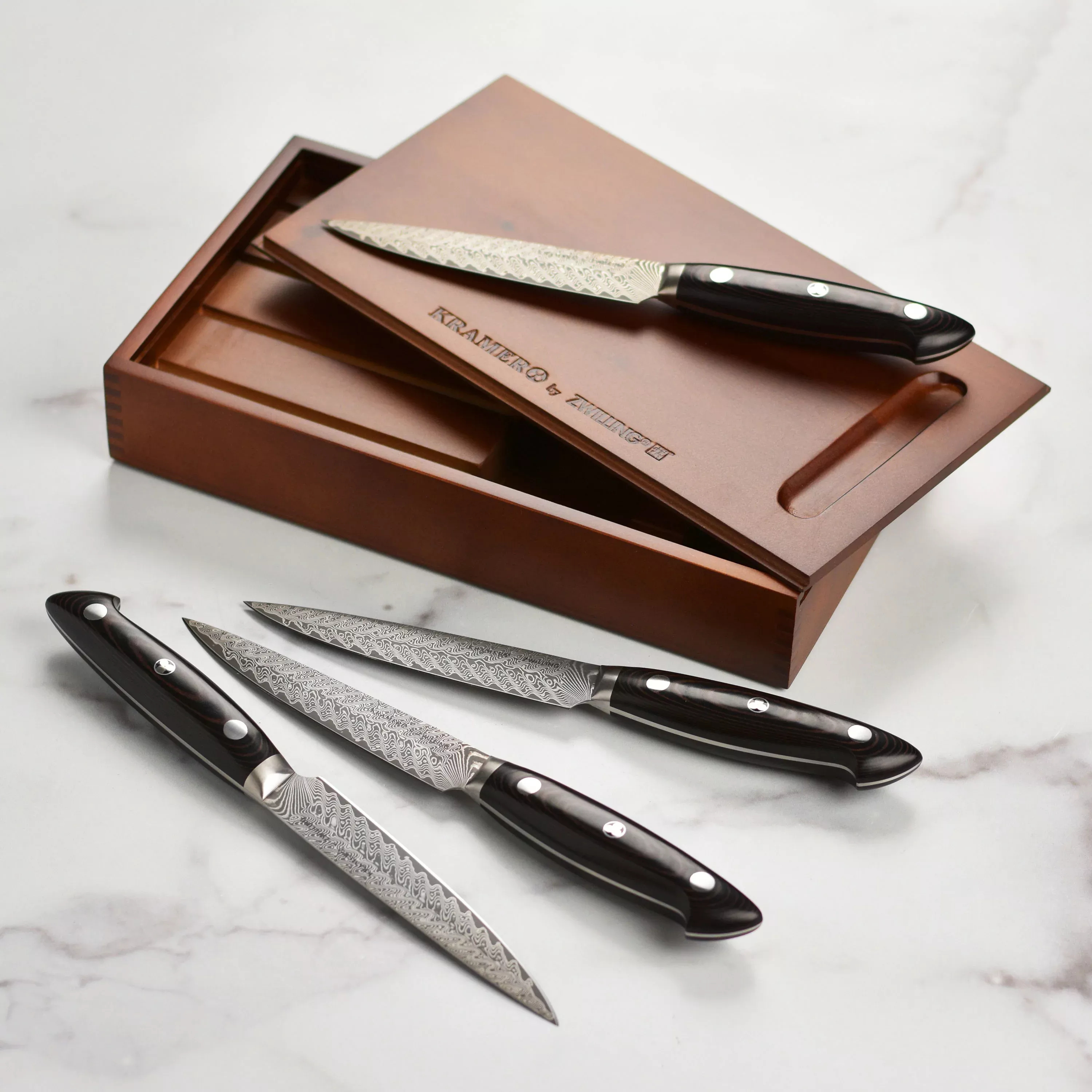 bob-kramer-stainless-damascus-steak-knives-4-piece-set Bob Kramer Stainless Damascus Steak Knives - 4 Piece Set