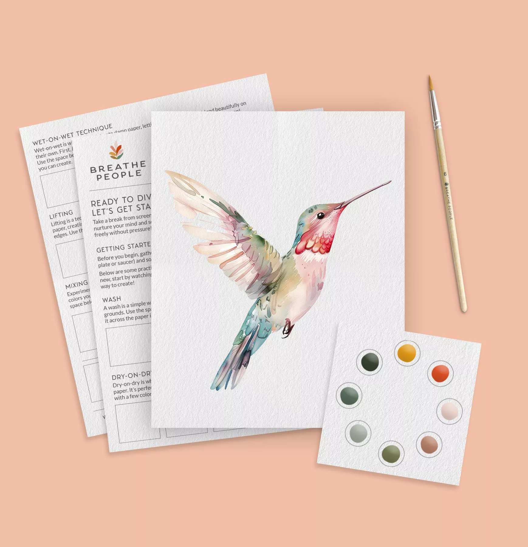 breathe-people-all-in-one-beginner-watercolor-paint-set-hummingbird Breathe People All-In-One Beginner Watercolor Paint Set - Hummingbird