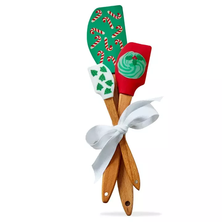 christmas-spatula-set-3-silicone-beech-wood Christmas Spatula Set of 3 - Silicone & Beech Wood