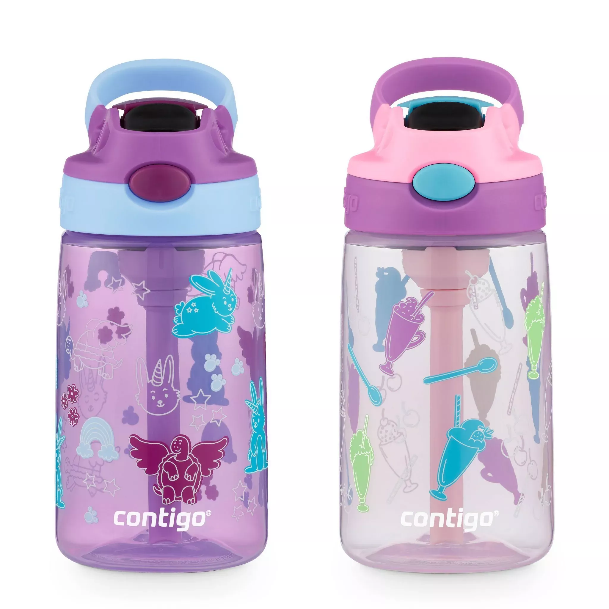 contigo-14oz-2pk-plastic-cleanable-kids-water-bottles-purple-pink-rebel Contigo 14oz 2pk Plastic Cleanable Kids' Water Bottles Purple/Pink – REBEL