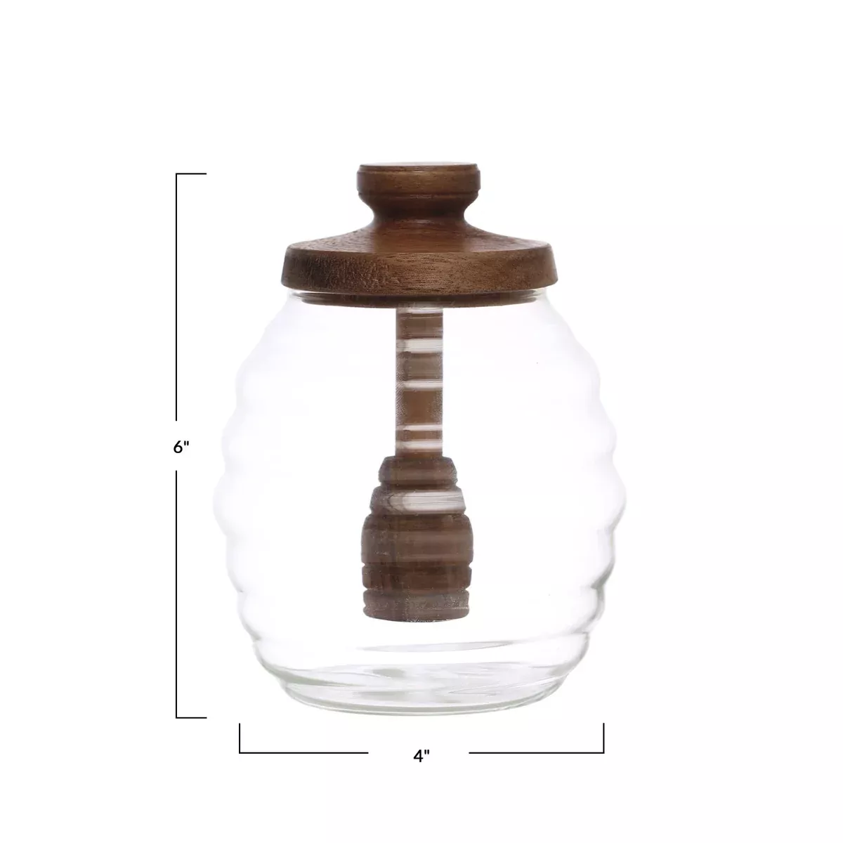 creative-co-op-glass-honey-jar-with-acacia-wood-lid-honey-dipper Creative Co-Op Glass Honey Jar with Acacia Wood Lid & Honey Dipper