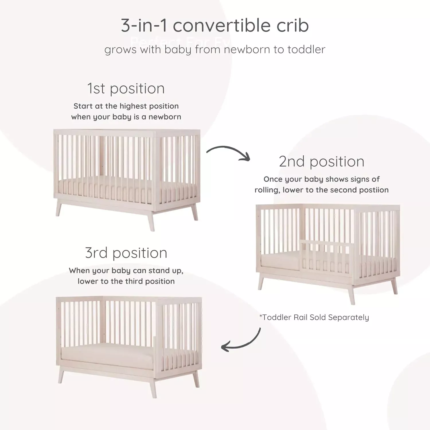 Dadada Baby Soho 3 in 1 Convertible Wooden Crib to Toddler Bed – REBEL