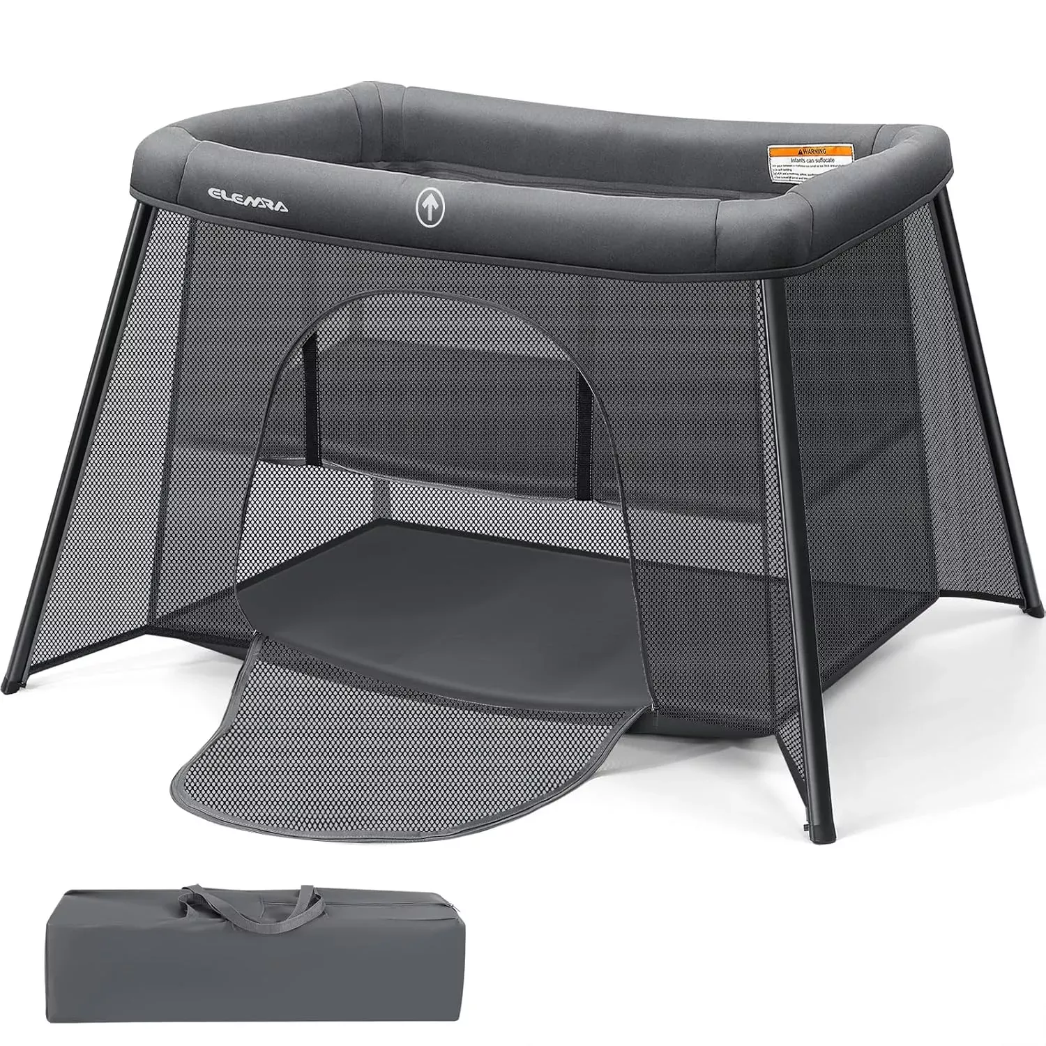 elemara-baby-travel-crib-dark-gray-rebel Elemara Baby Travel Crib, Dark Gray – REBEL