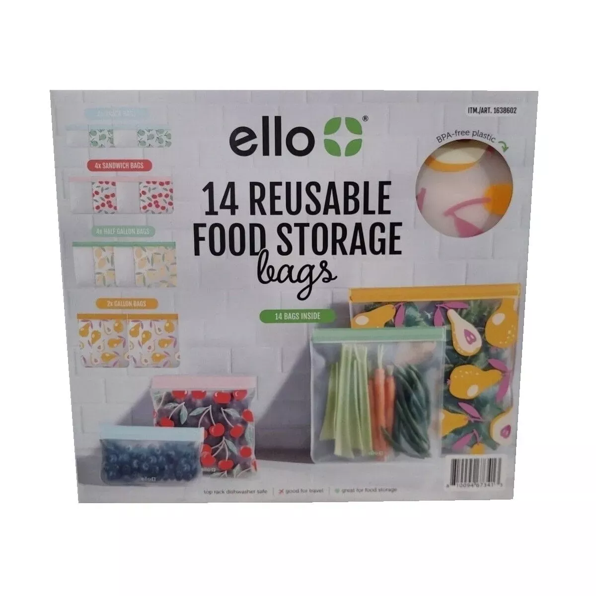ello-reusable-zip-food-storage-bags-14-pack-in-yellow-rebel Ello Reusable Zip Food Storage Bags - 14 Pack in Yellow – REBEL