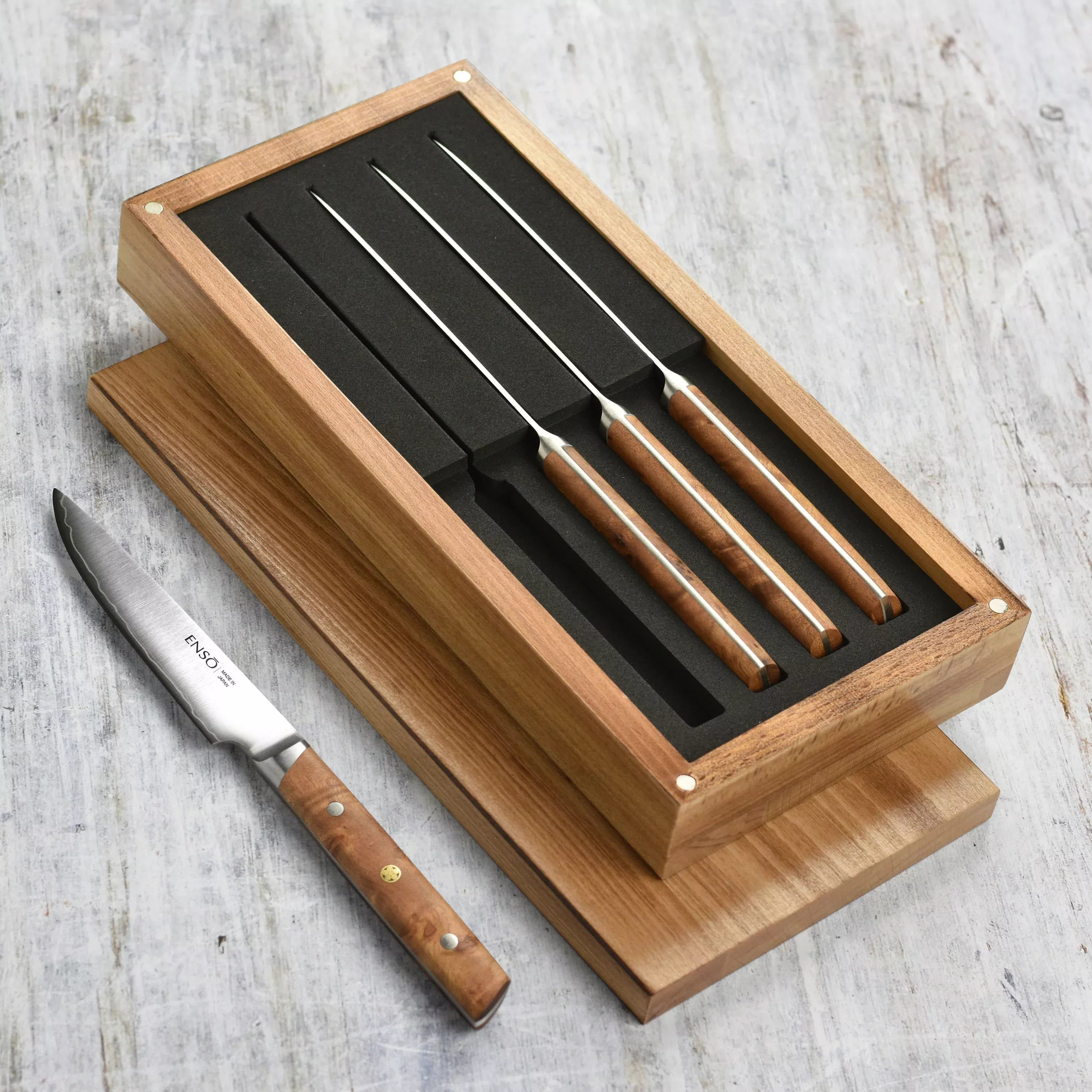 enso-modern-steak-knife-set-made-in-japan-4-piece-knife-set-with-dark-birch-wood Enso Modern Steak Knife Set, Made in Japan, 4 Piece Knife Set with Dark Birch Wood Handles