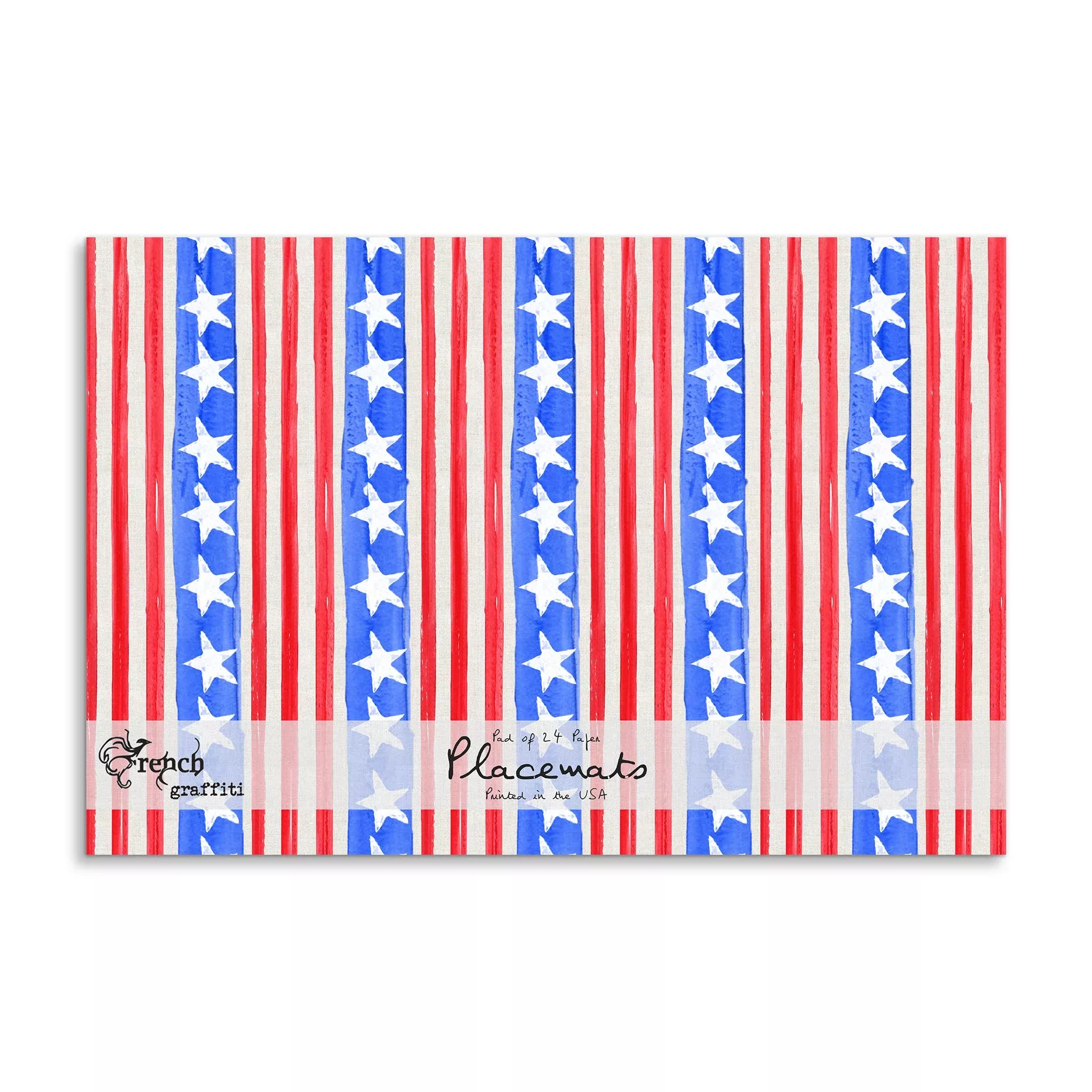 french-graffiti-stars-stripes-paper-placemats French Graffiti Stars & Stripes Paper Placemats