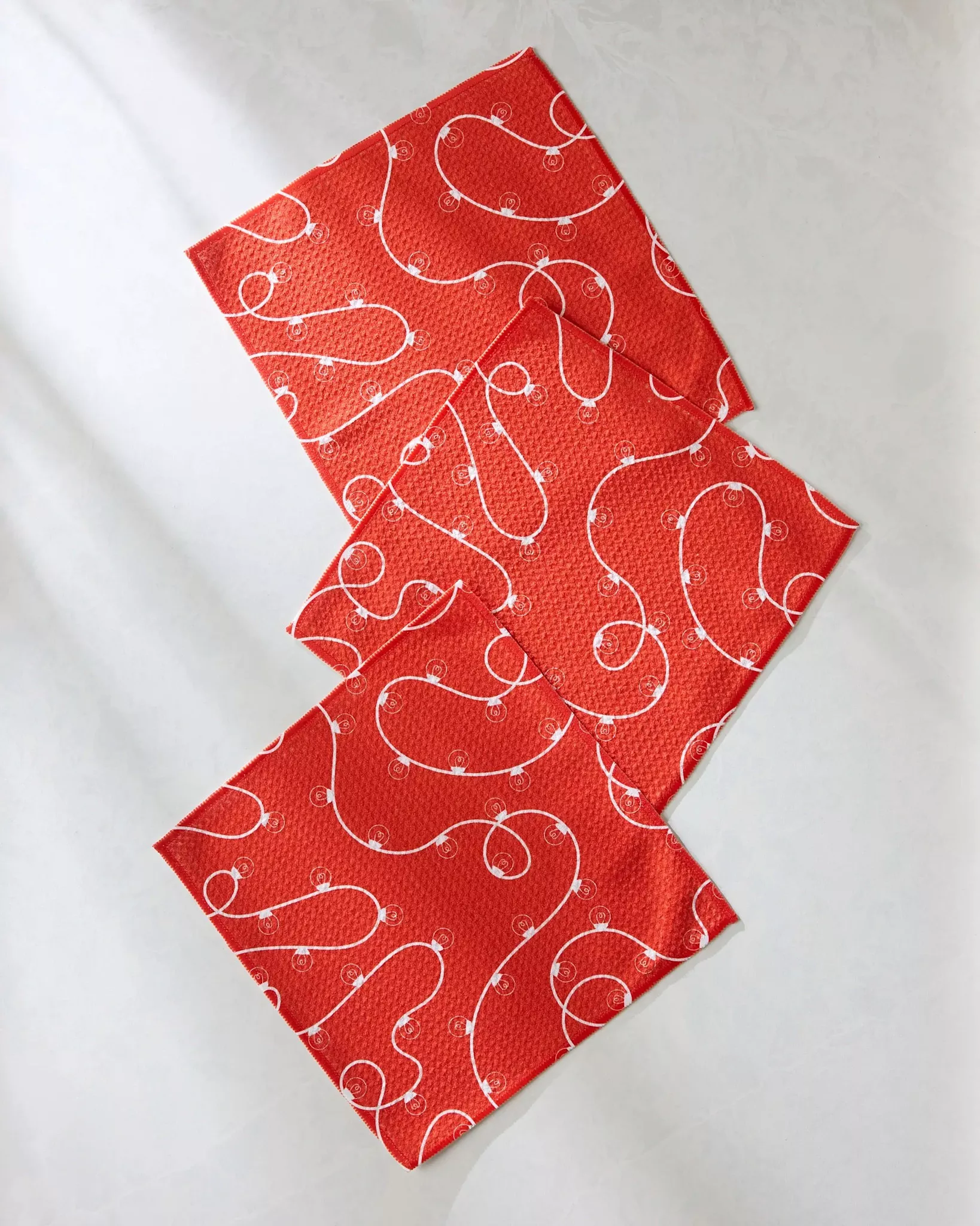 geometry-red-holiday-lights-dishcloth-set Geometry Red Holiday Lights Dishcloth Set