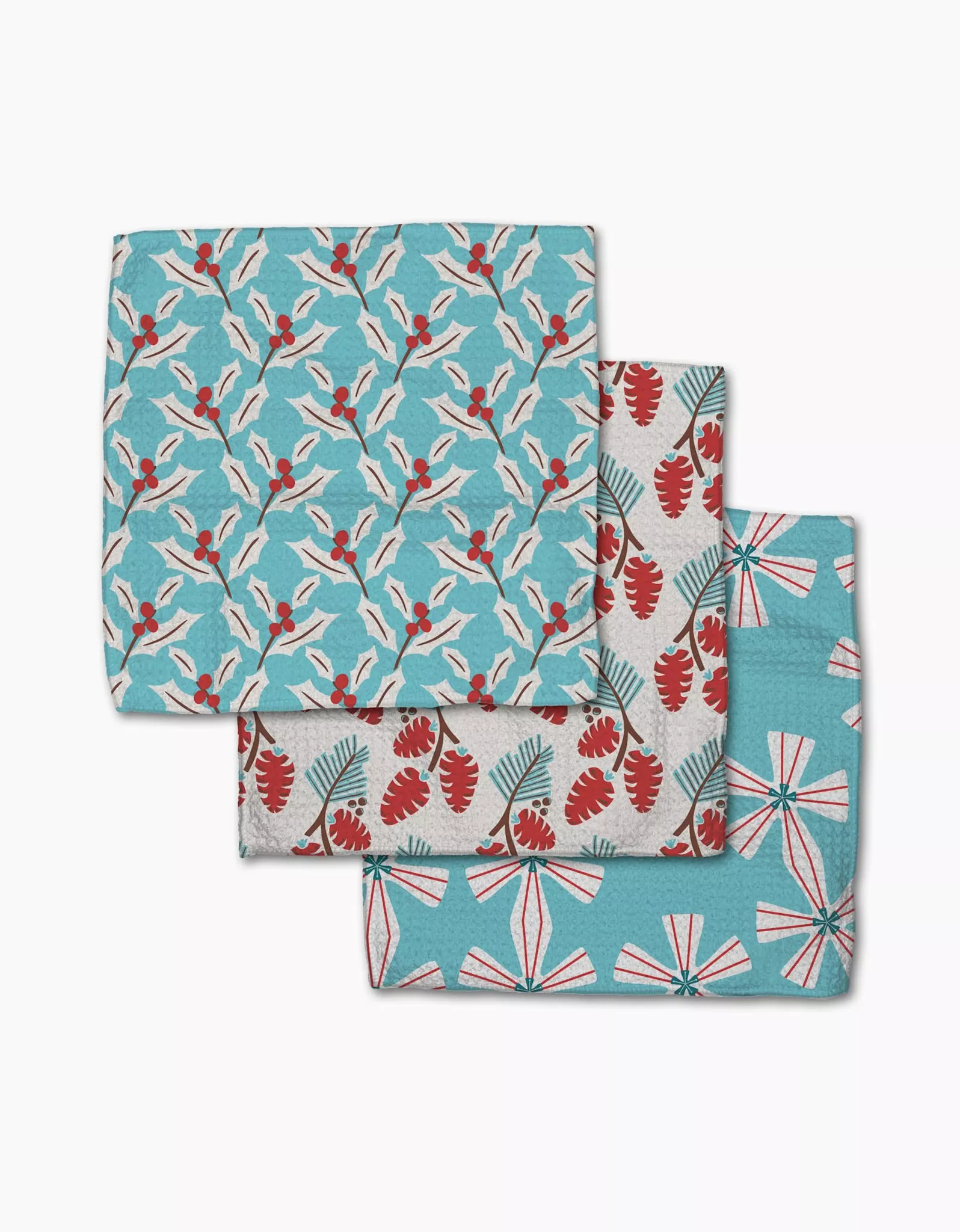 geometry-winter-holly-dishcloth-set Geometry Winter Holly Dishcloth Set
