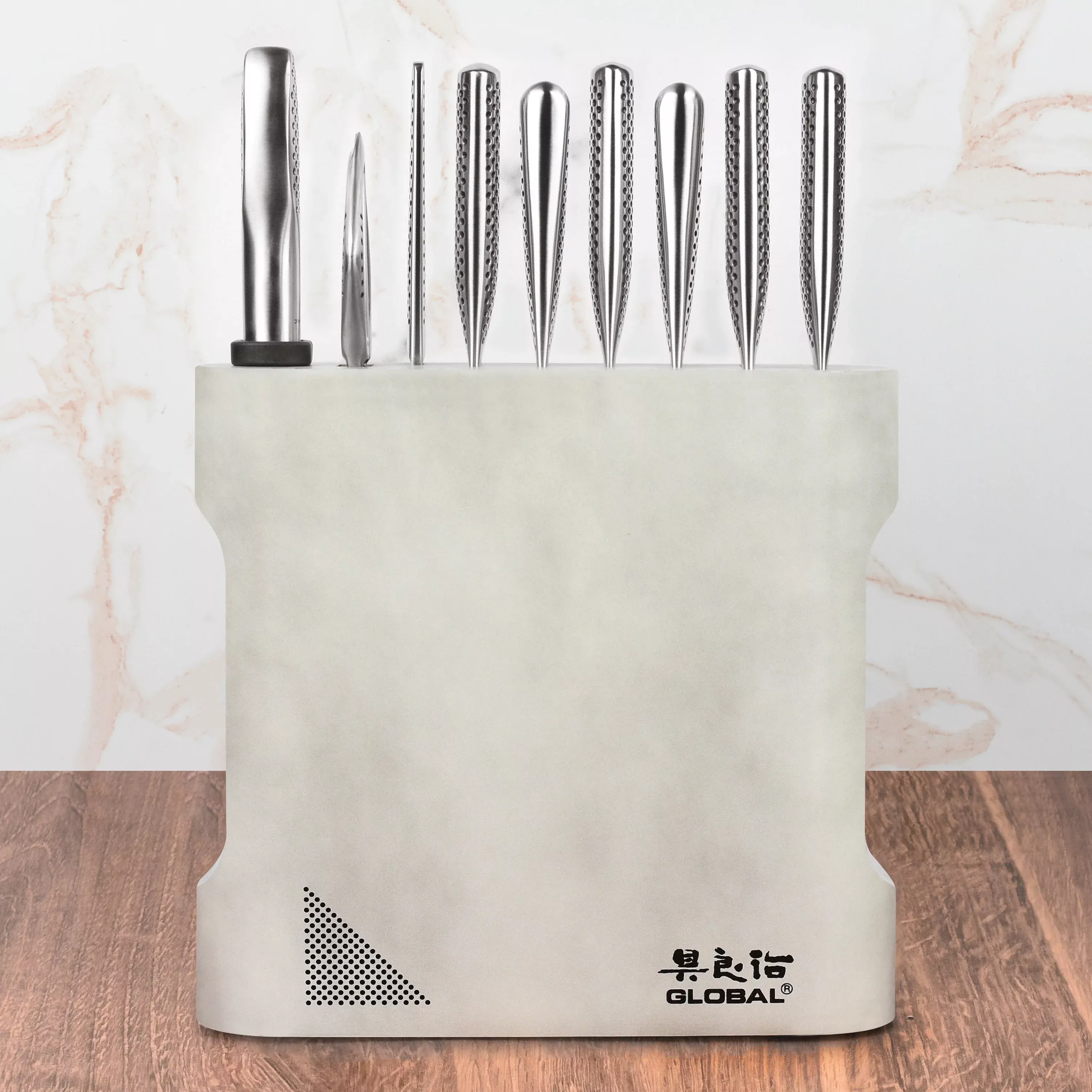 global-10-piece-kanpeki-knife-block-set-cement-gray Global 10 Piece Kanpeki Knife Block Set - Cement Gray