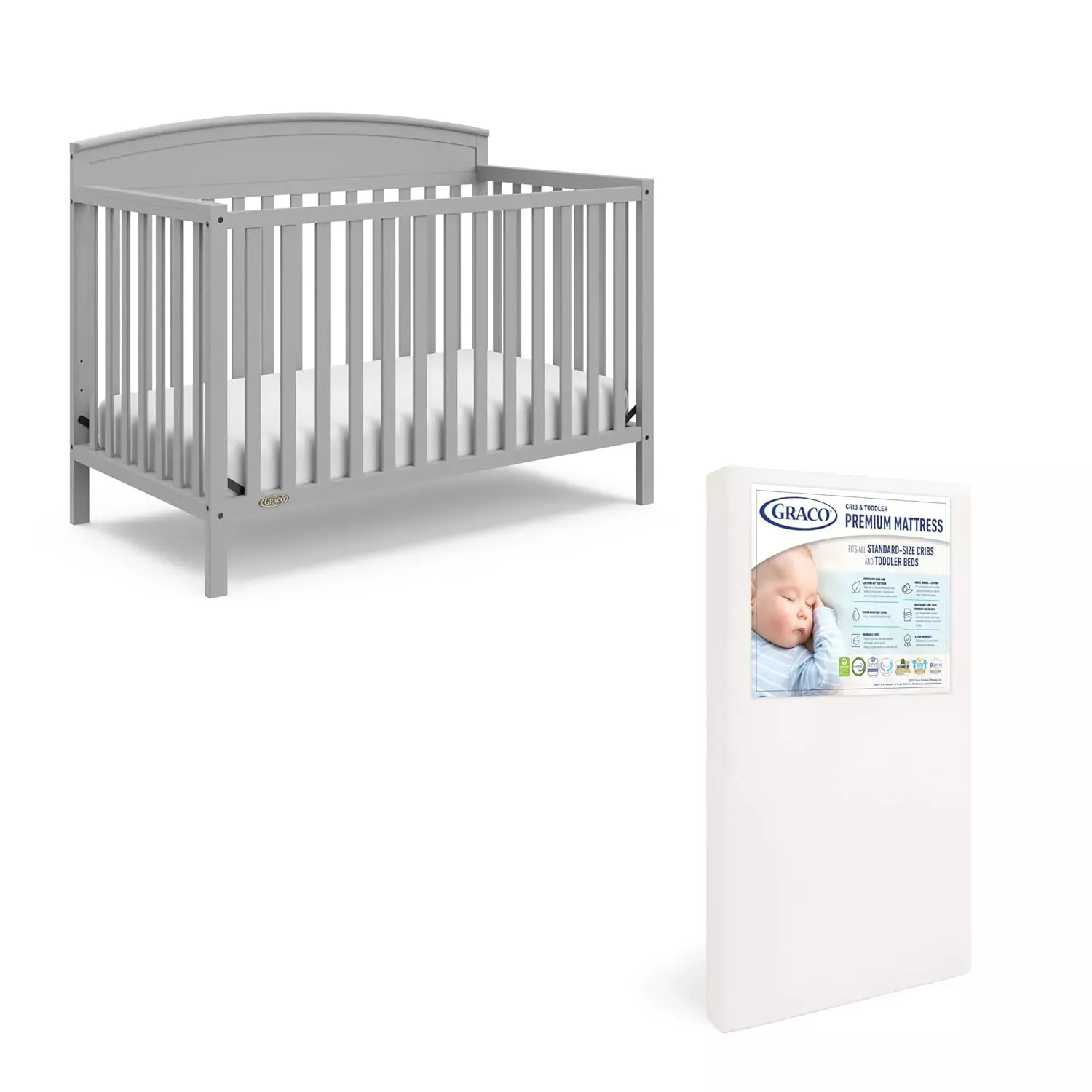 graco-benton-5-in-1-convertible-crib-with-premium-foam-crib-toddler-mattress-peb Graco Benton 5 in 1 Convertible Crib with Premium Foam Crib and Toddler Mattress - Pebble Gray – REBEL