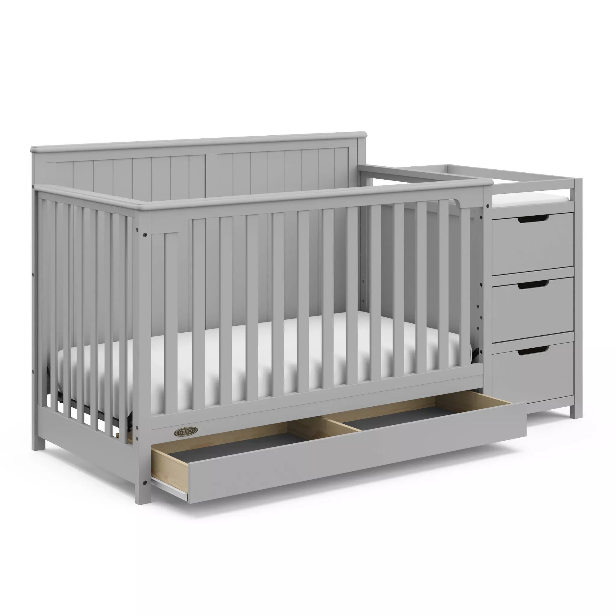 graco-hadley-5-in-1-convertible-crib-changer-with-drawer-grey-rebel Graco Hadley 5-in-1 Convertible Crib and Changer with Drawer - Grey – REBEL