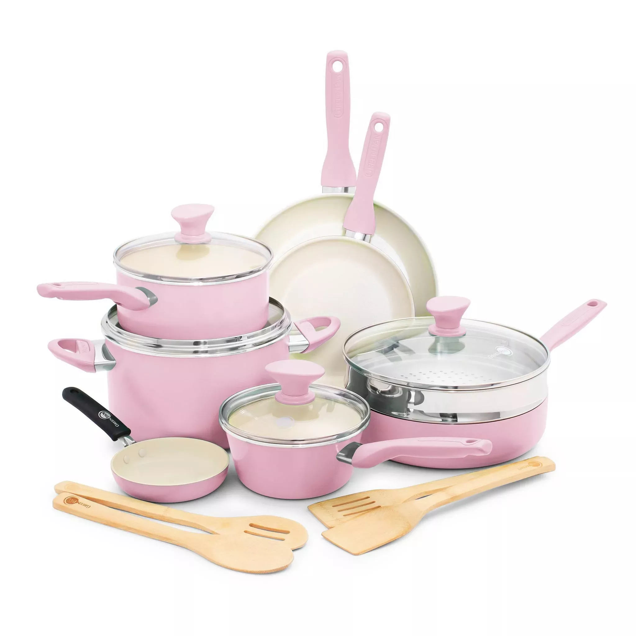 greenpan-16pc-ceramic-nonstick-cookware-set-blush-rebel GreenPan 16pc Ceramic Nonstick Cookware Set - Blush – REBEL