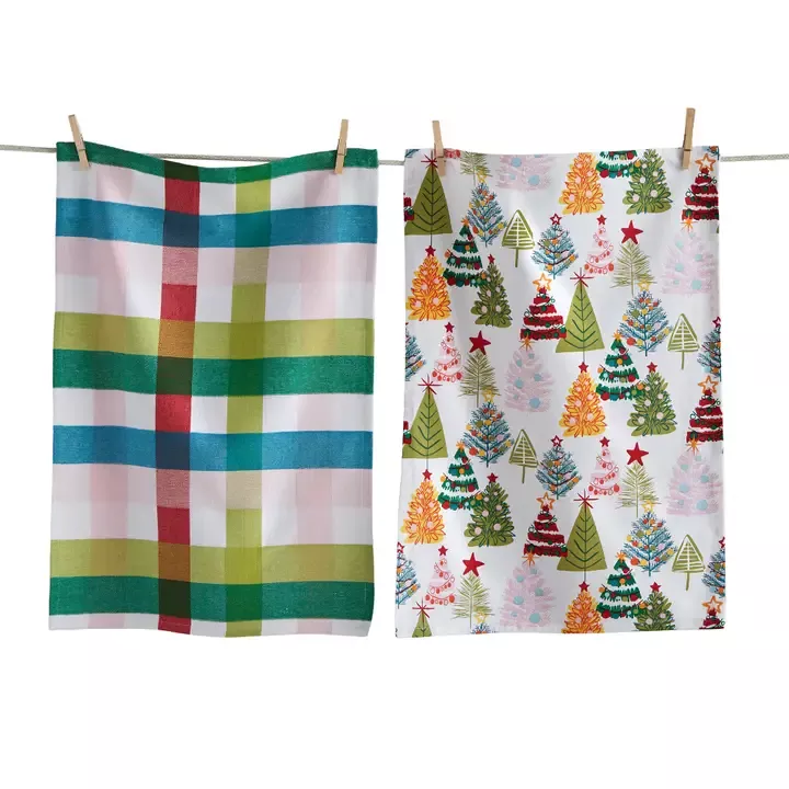 groovy-christmas-trees-dishtowel-set-2-100-cotton Groovy Christmas Trees Dishtowel Set of 2, 100% Cotton