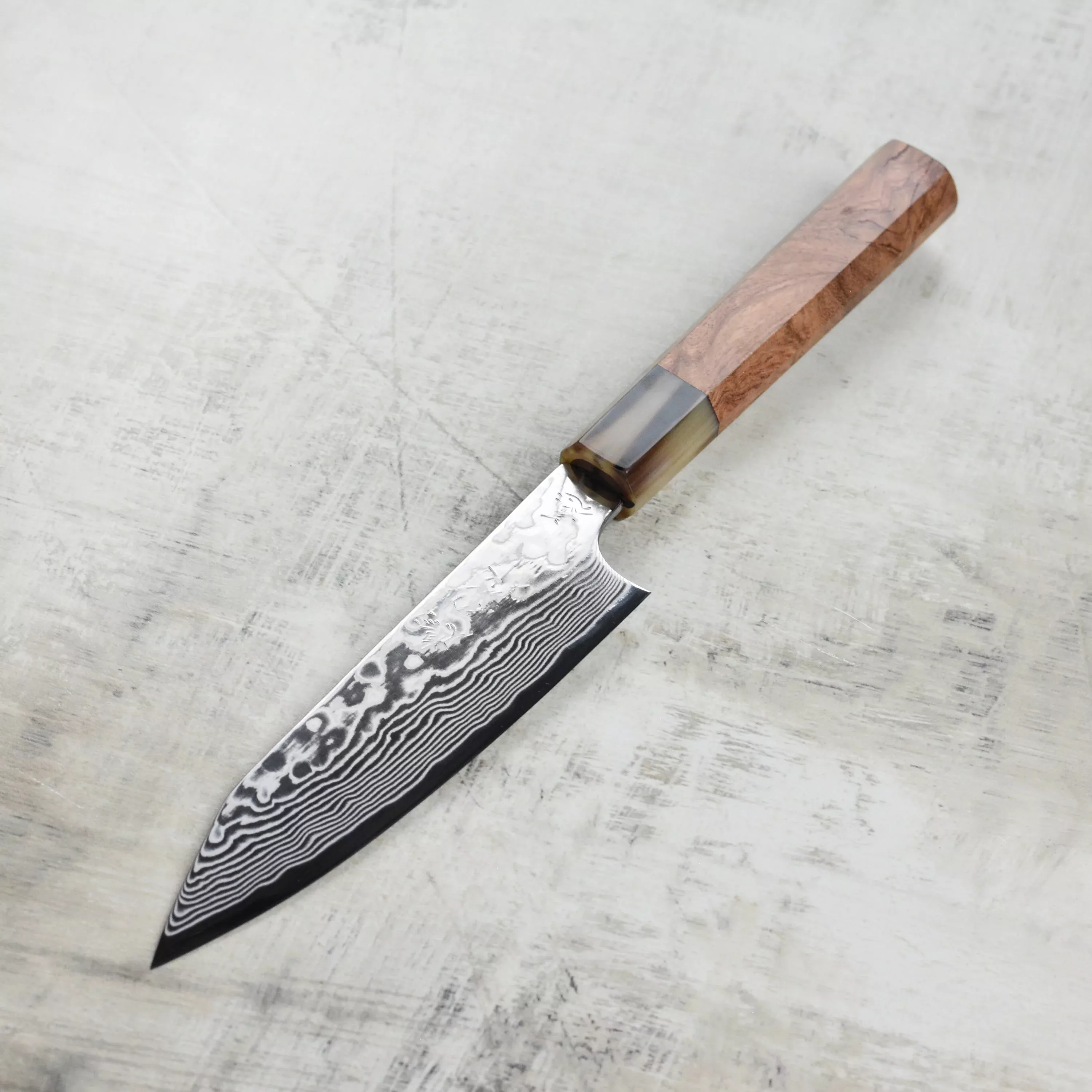 hatono-spg-strix-damascus-kiritsuke-petty-knife-5-3 Hatono SPG STRIX Damascus Kiritsuke Petty Knife 5.3"