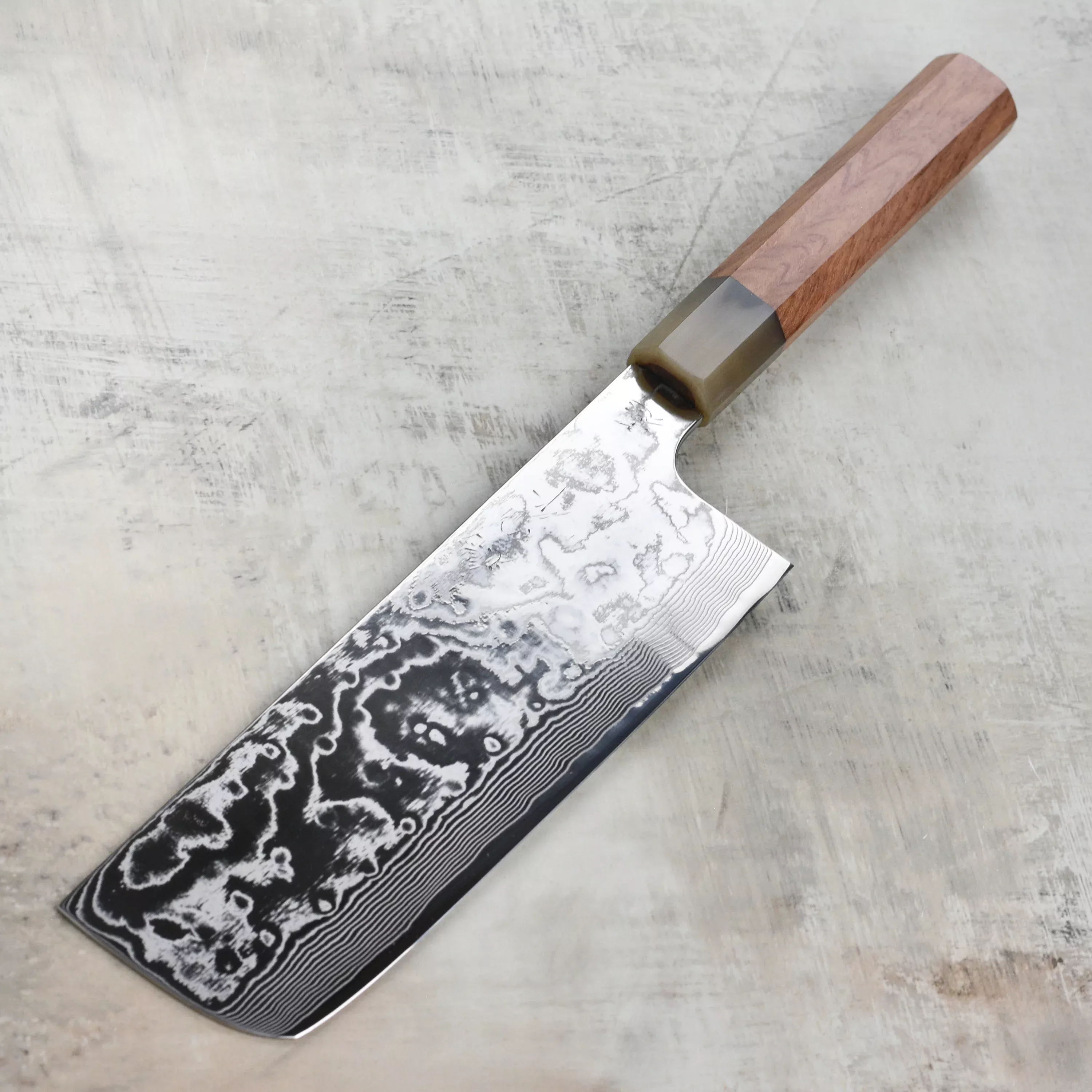 hatono-spg-strix-damascus-tall-nakiri-7 Hatono SPG STRIX Damascus Tall Nakiri - 7"