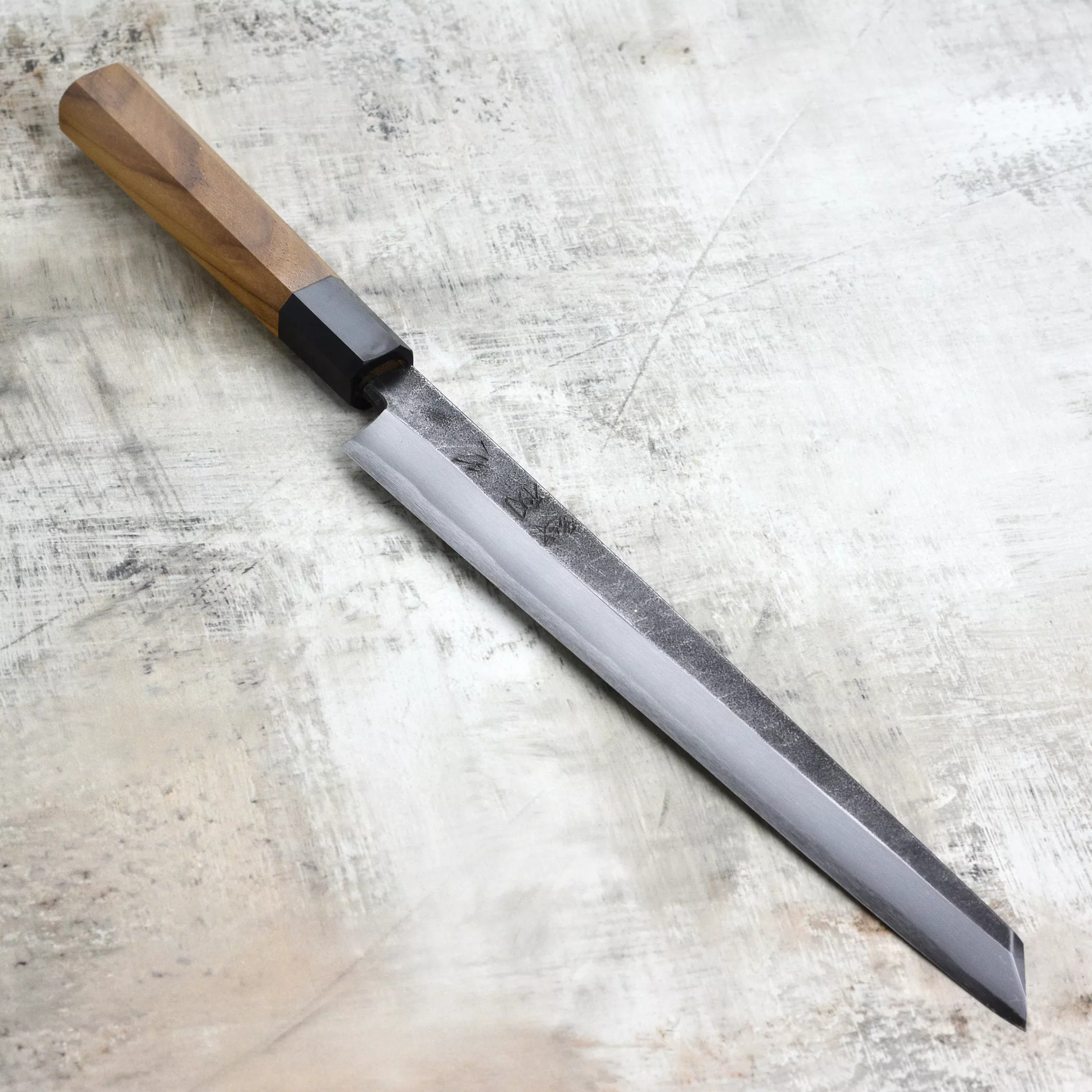 hatsukokoro-shirasagi-kiritsuke-yanagiba-10-6-270mm-aogami-2-kurouchi-single-bev Hatsukokoro Shirasagi Kiritsuke Yanagiba 10.6" (270mm) - Aogami #2 Kurouchi Single Bevel