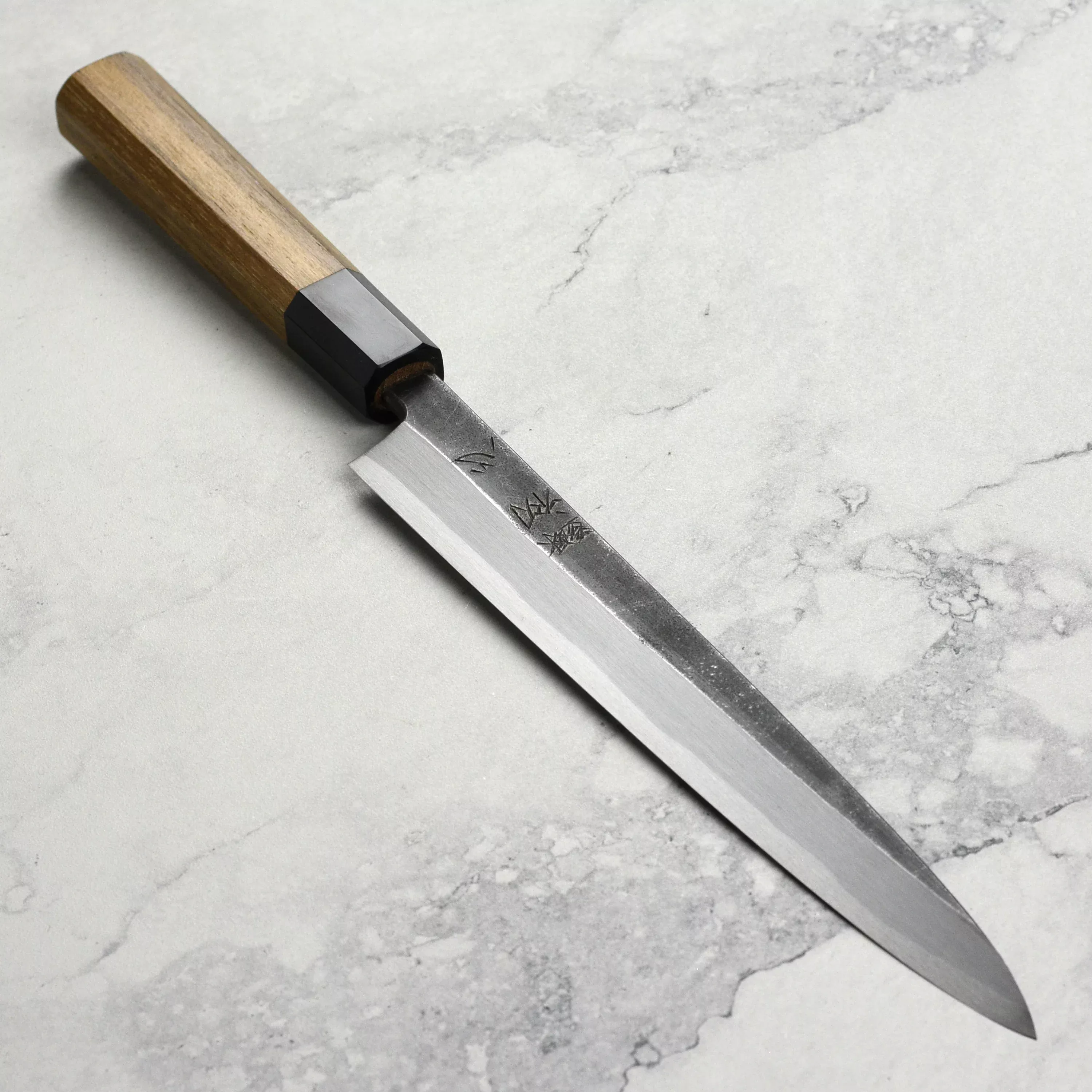 hatsukokoro-shirasagi-yanagiba-9-4-240mm-aogami-2-kurouchi-single-bevel Hatsukokoro Shirasagi Yanagiba 9.4" (240mm) - Aogami #2 Kurouchi Single Bevel