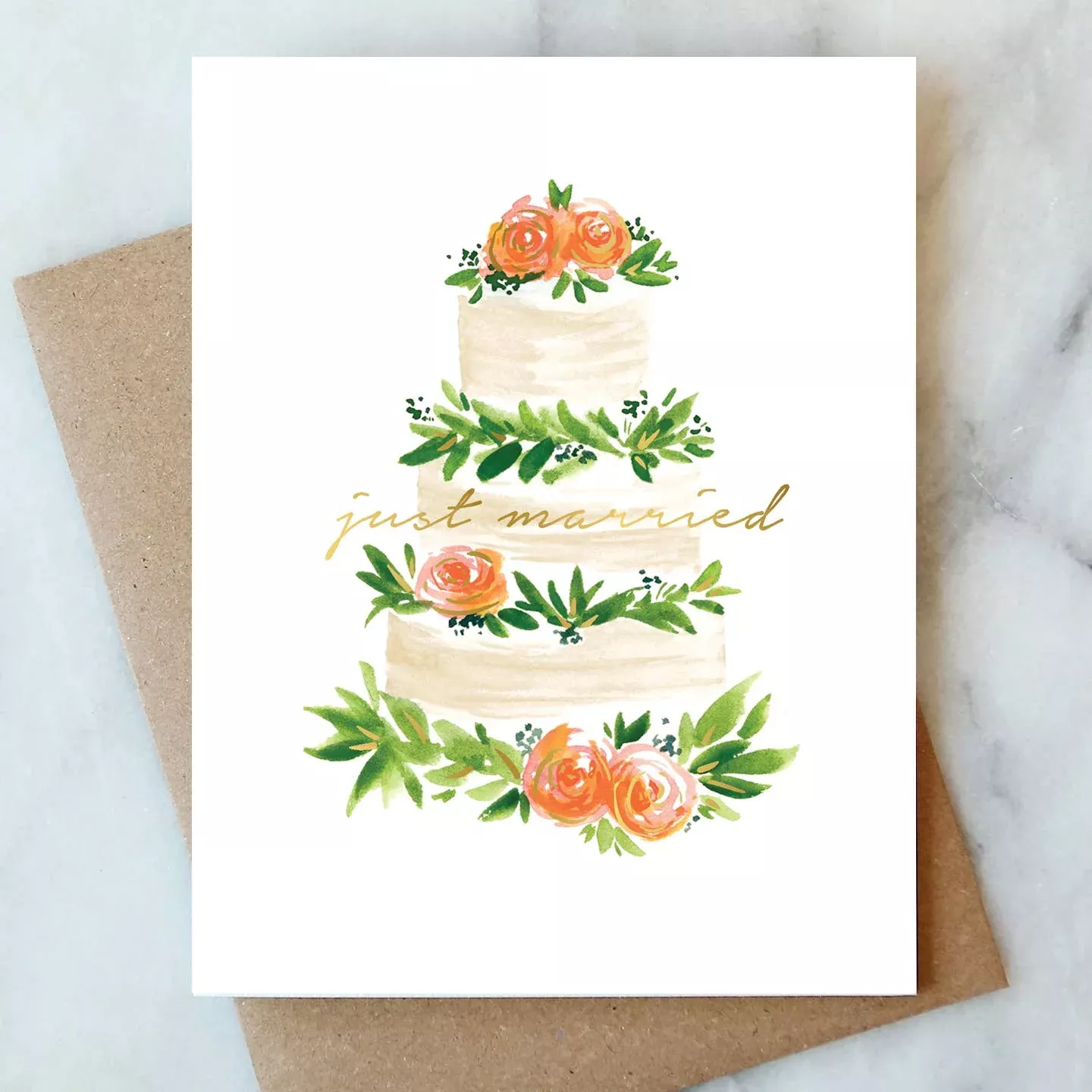 just-married-cake-greeting-card Just Married Cake Greeting Card