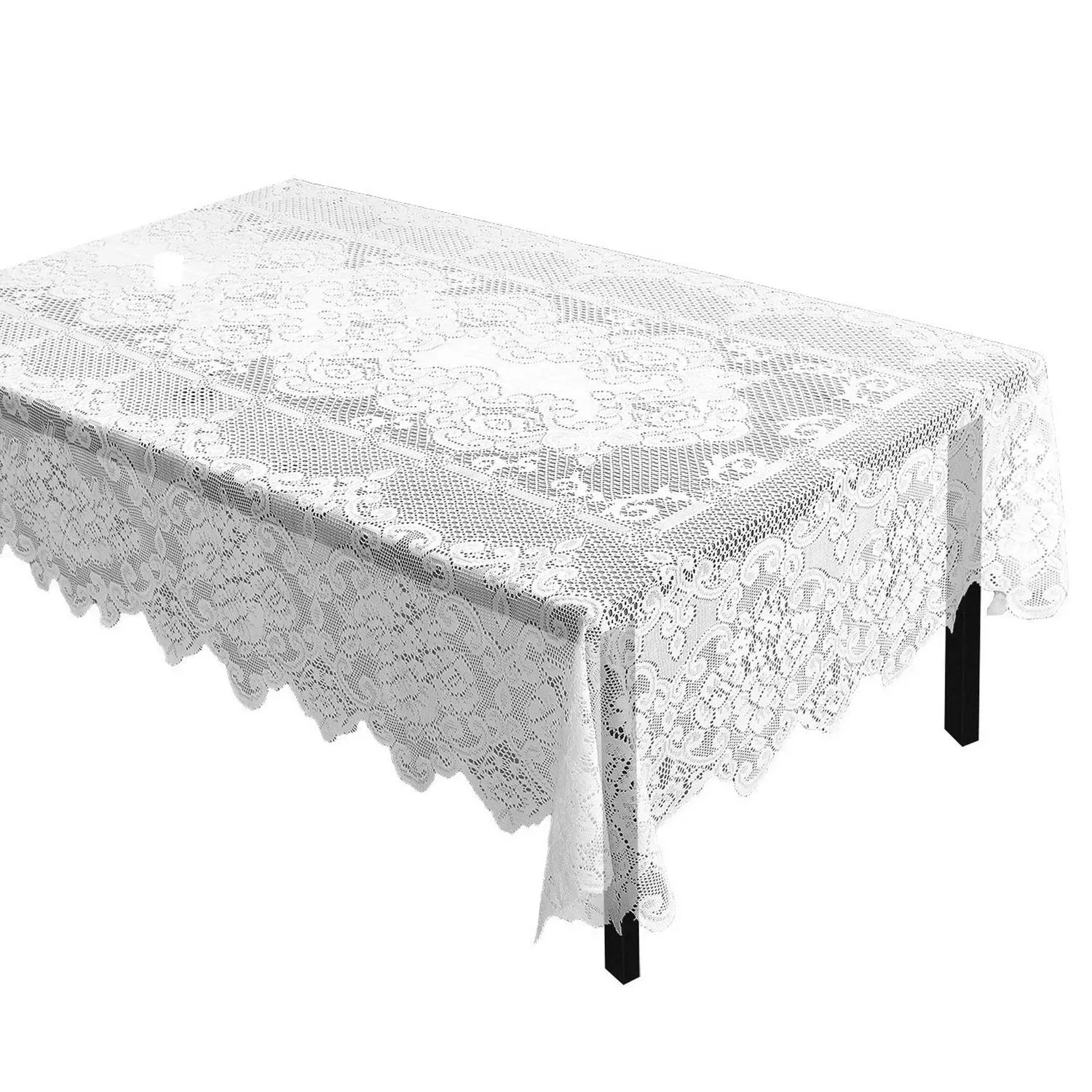 juvale-rectangular-lace-tablecloth-with-elegant-floral-patterns-white-242-x-146- Juvale Rectangular Lace Tablecloth with Elegant Floral Patterns, White, 242 X 146 Cm – REBEL