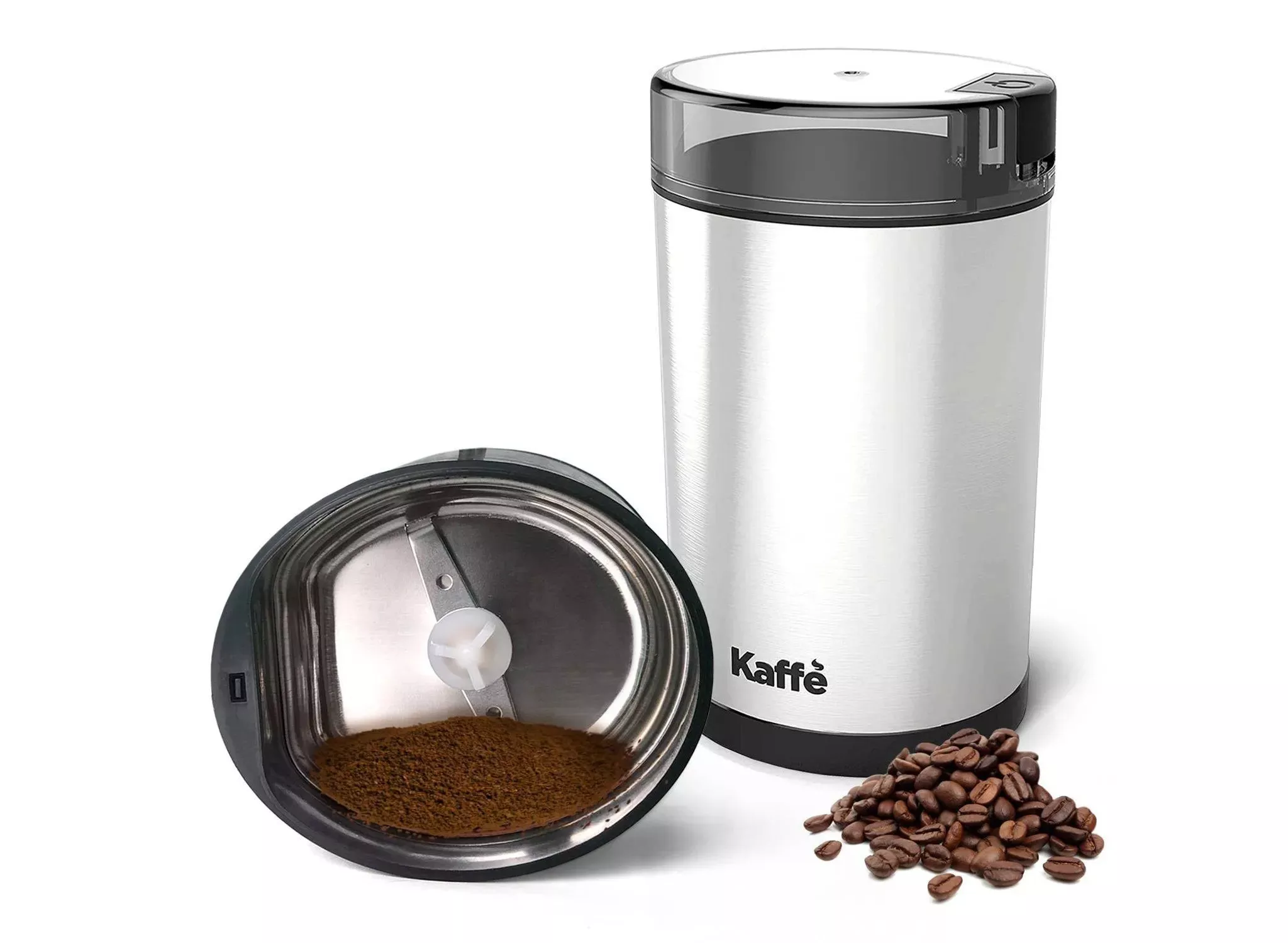 kaffe-electric-coffee-grinder-with-cleaning-brush-silver-rebel kaffe Electric Coffee Grinder with Cleaning Brush - Silver – REBEL